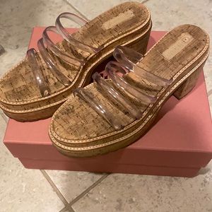 Stylish Cork Platform Sandals with Clear Straps